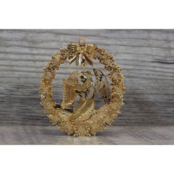 Danbury Mint gold plated brass filigree holiday keepsake ornament set of 3‎ - Picture 8 of 16